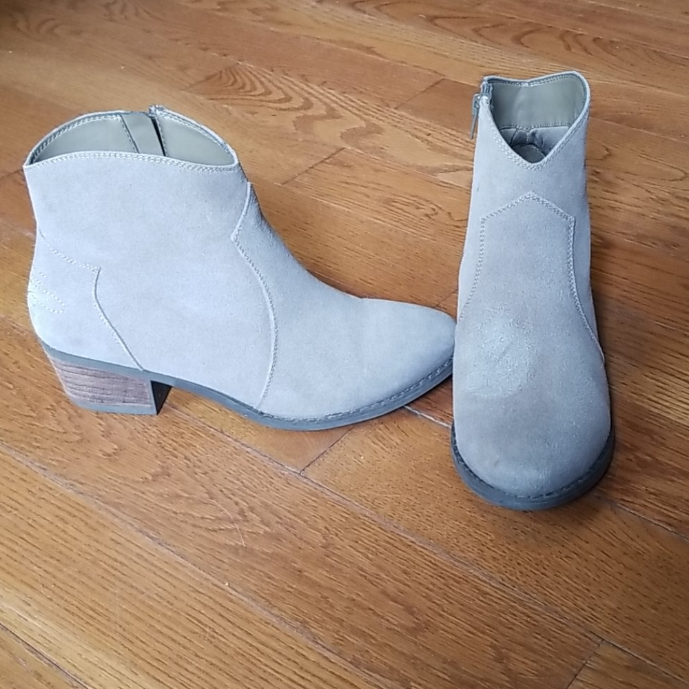 Grey suede booties size 8.5 from Macys